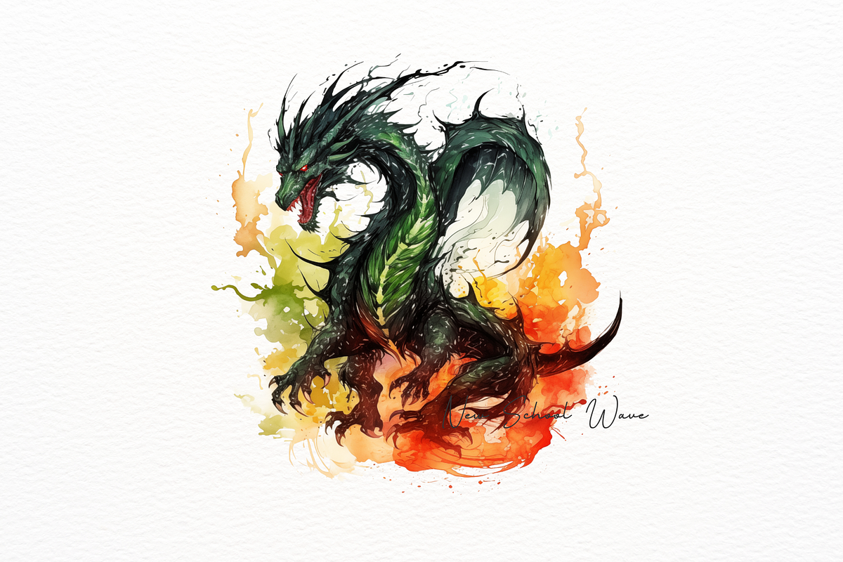 Mystic Dragon Watercolor Clipart, an Animal Illustration by New-School-Wave (Photo 4 of 5)