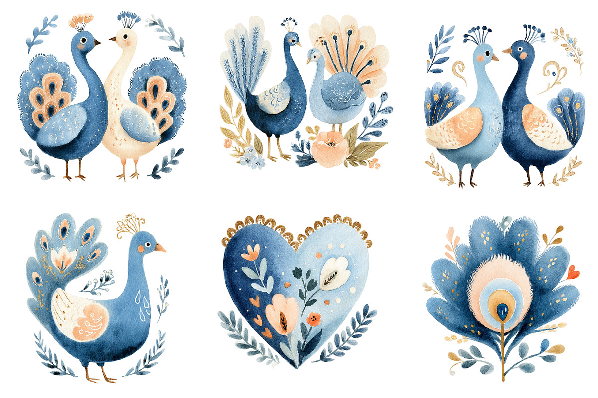 Valentine Damask Peacock Clipart, an Illustration by Designworld (Photo 5 of 6)