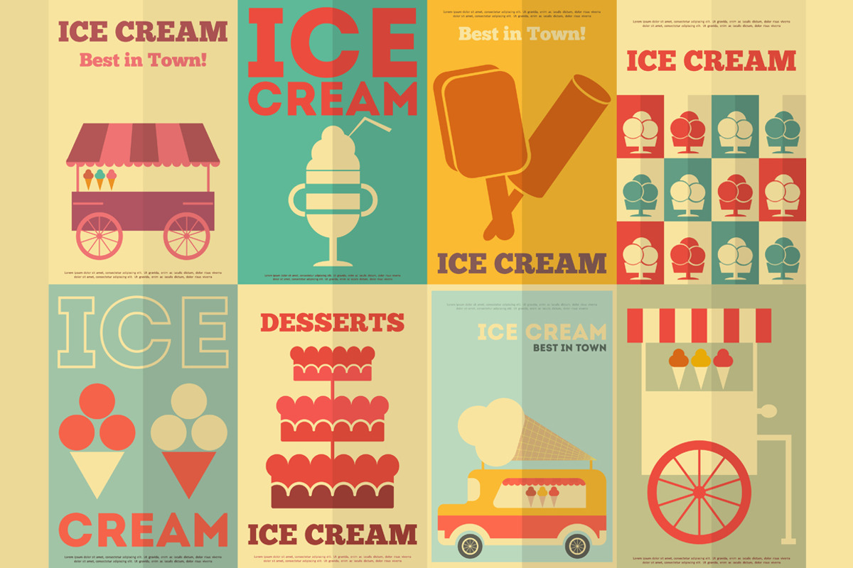 Ice Cream Posters, a Food Illustration by ELFIVETROV DESIGN