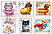 Funny Dog and Cat Postage Stamps, an Illustration by CreationArt (Thumbnail 3 of 5)