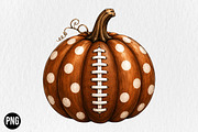 Fall Autumn Football Pumpkin PNG, a Seasonal Illustration by CraftArtStudio (Thumbnail 1 of 4)