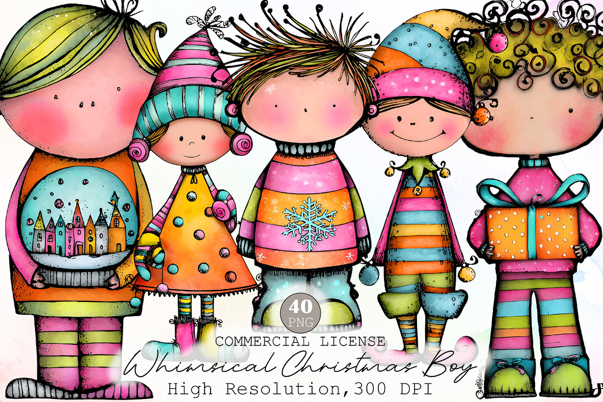 Whimsical Christmas Boy Clipart, an Illustration by Sublimation Artist (Photo 1 of 6)