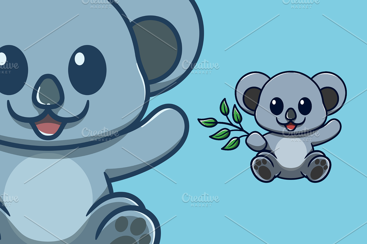cute koala holding eucalyptus cartoo, an Animal Illustration by garistipis (Photo 1 of 2)