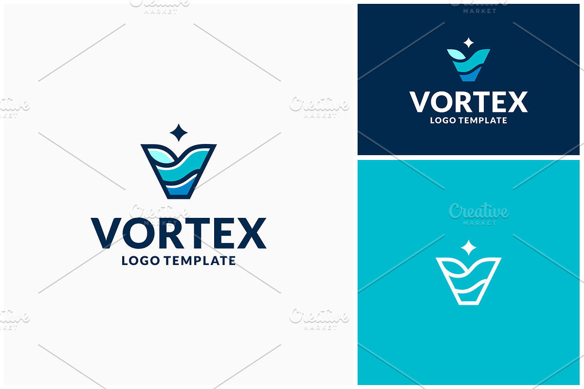 Letter V Vortex Fresh Water Logo, a Branding & Logo Template by Enola99d