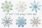Christmas Snowflake Clipart, a Seasonal Illustration by GalaDesign03 (Thumbnail 2 of 6)