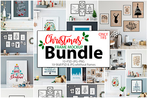 Christmas Frame Mockup Bundle, a Print Template by Yuri-U