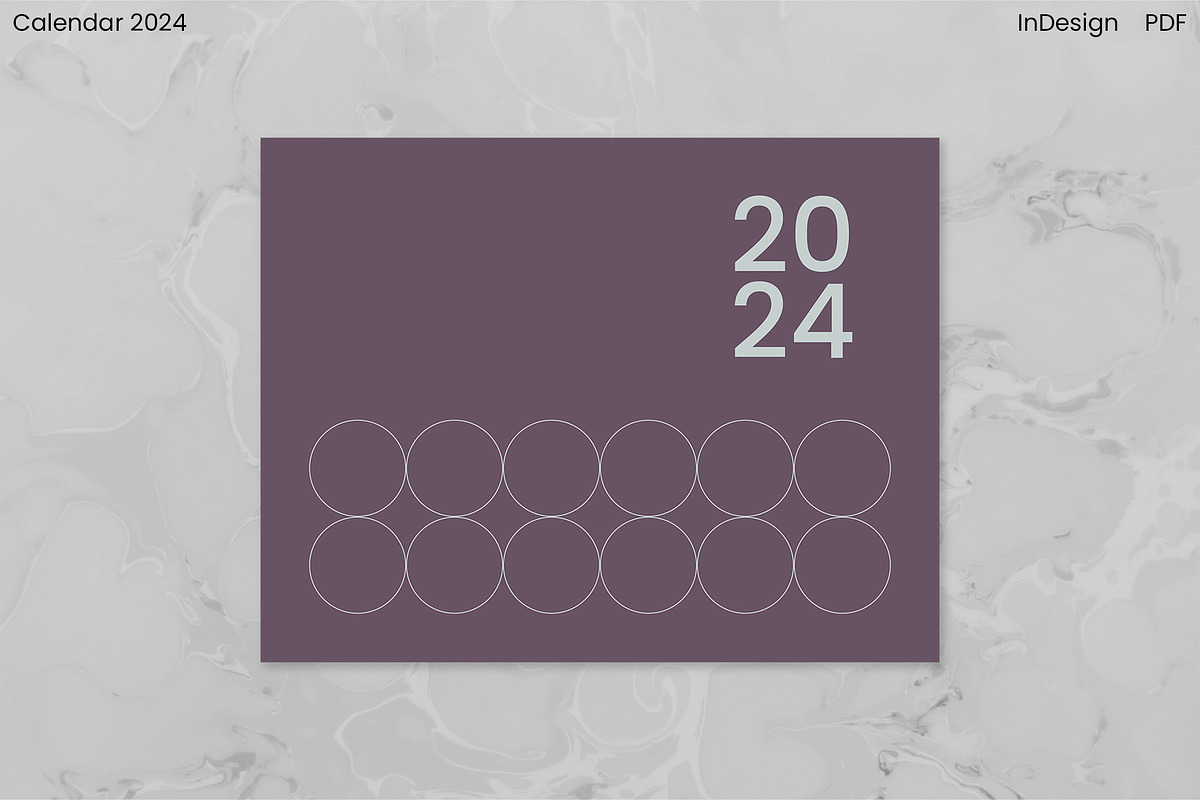 Minimalist Calendar 2024 (InDesign), an Object Graphic by Kessens (Photo 1 of 28)