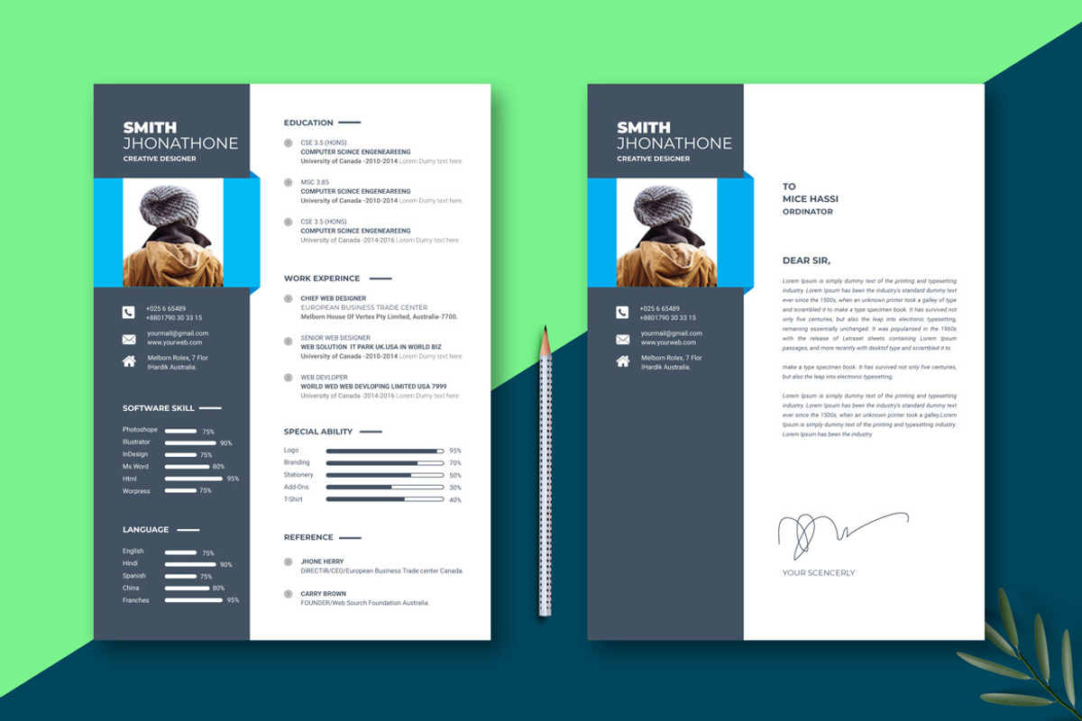Modern Resume Design Template, a Resume Template by BrandlyTemplate