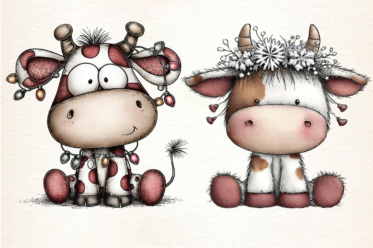 Whimsical Christmas Cow Clipart, an Illustration by Dream Creation (Photo 7 of 8)