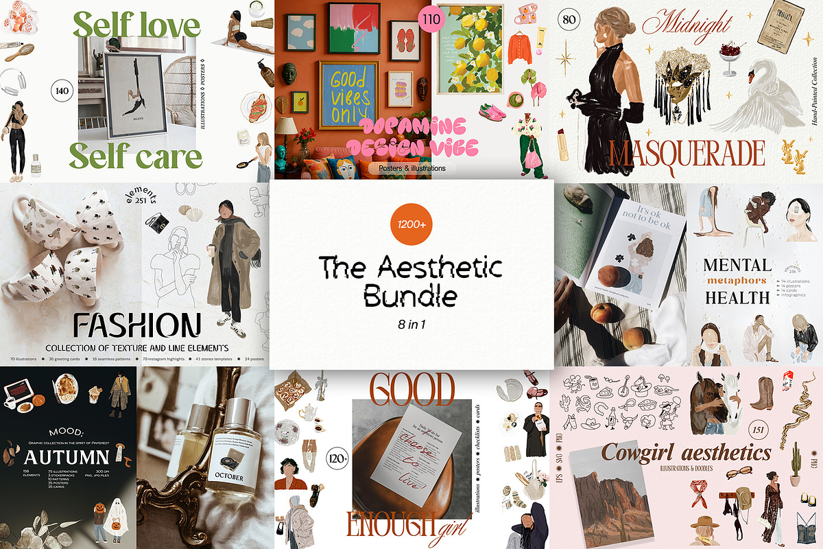The Aesthetic BUNDLE: 8 in 1, an Object Graphic by divanovskaya_nv (Photo 1 of 30)