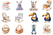 Safari Nursery Watercolor Clipart, an Illustration by CitraGraphics (Thumbnail 4 of 5)