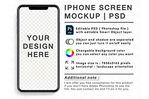 Smartphone Screen Mockup PSD, an iPhone Mockup by Nurlan's shop
