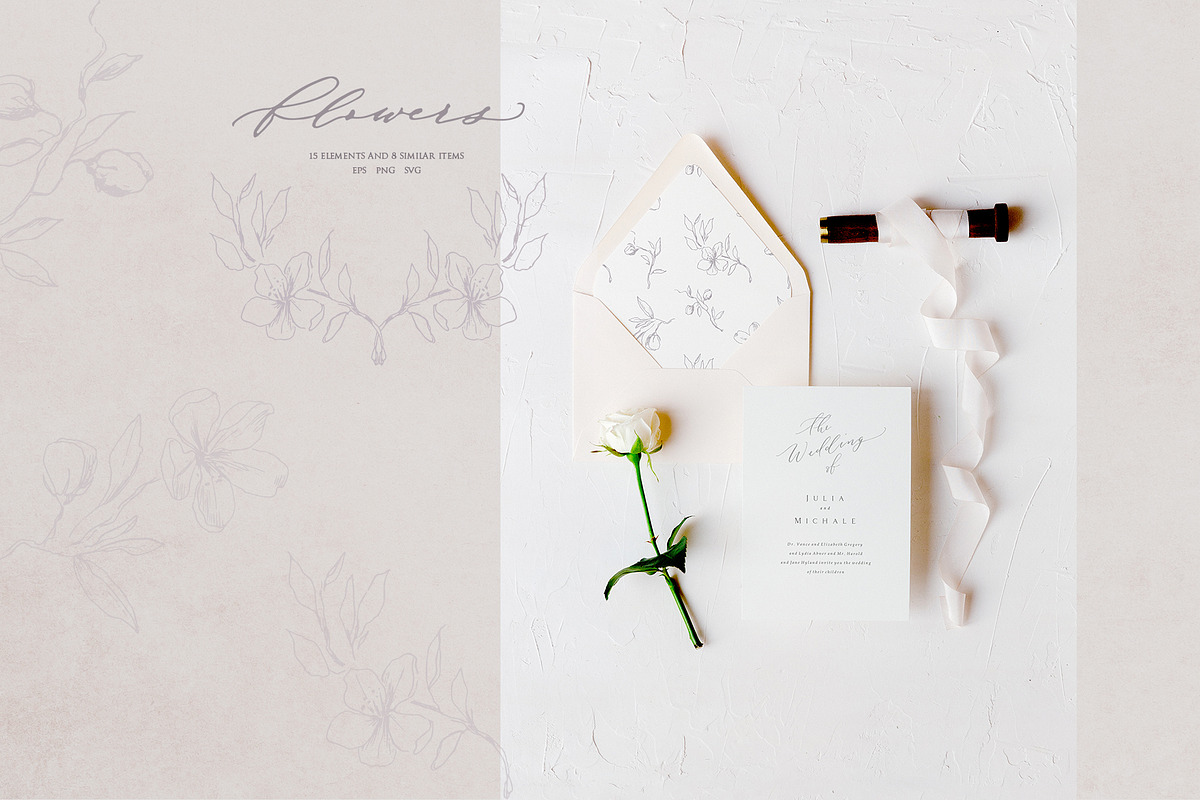 Wedding frame and floral monogram, an Illustration by Summer Nightingale Art (Photo 2 of 10)