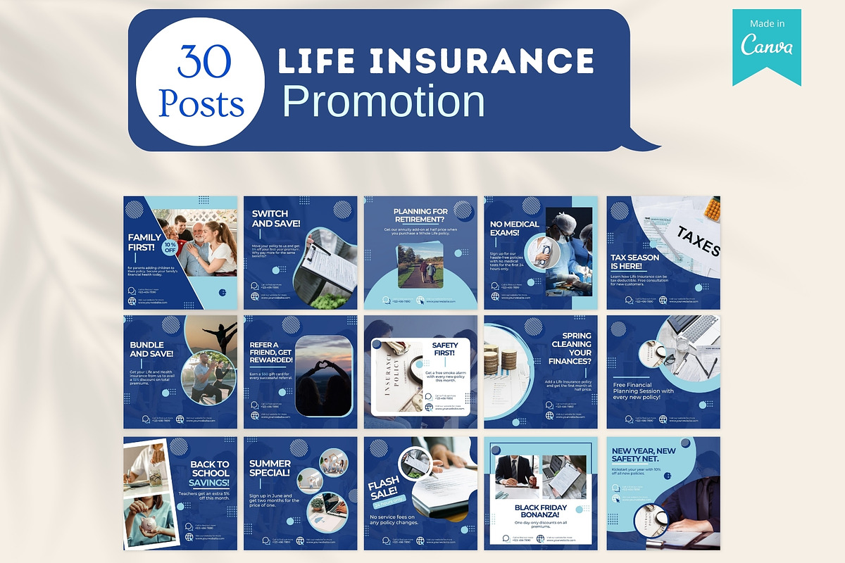 220 Life Insurance Canva Templates, a Social Media Template by Viral ...