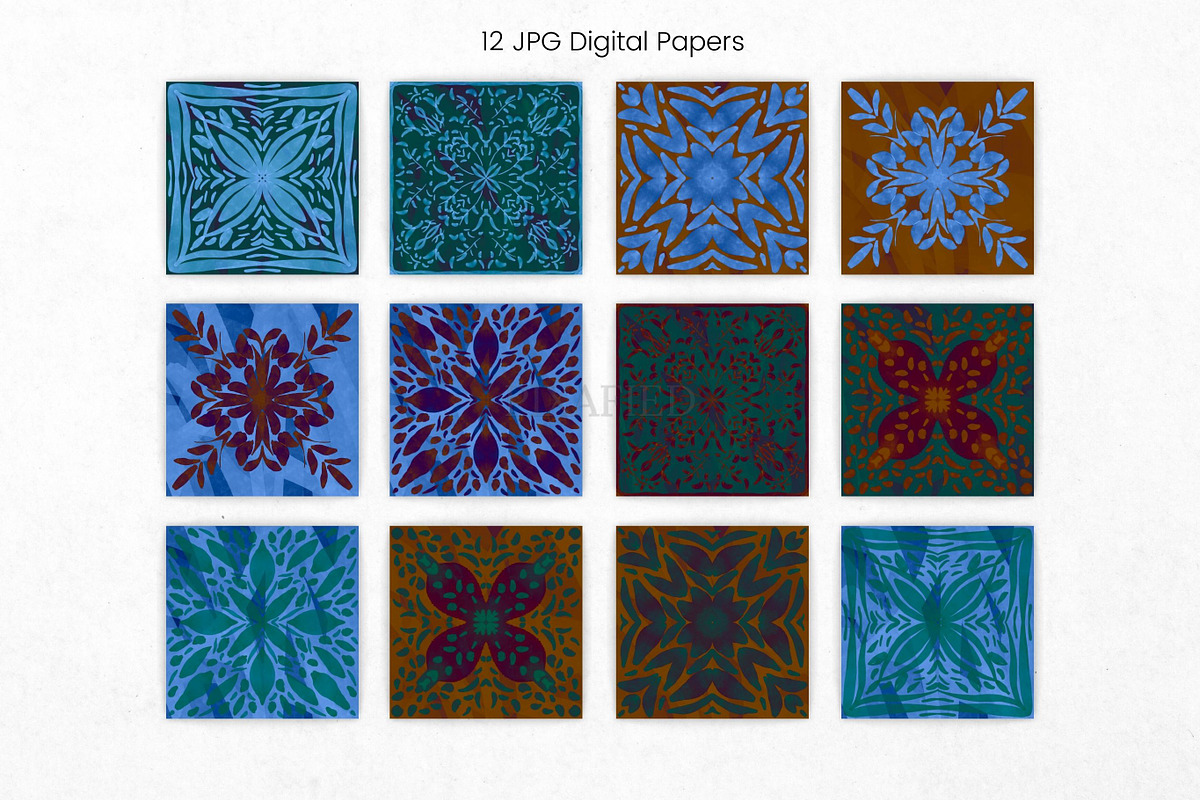 Orange and Blue Watercolor Pattern, an Illustration by Pixafied (Photo 2 of 3)