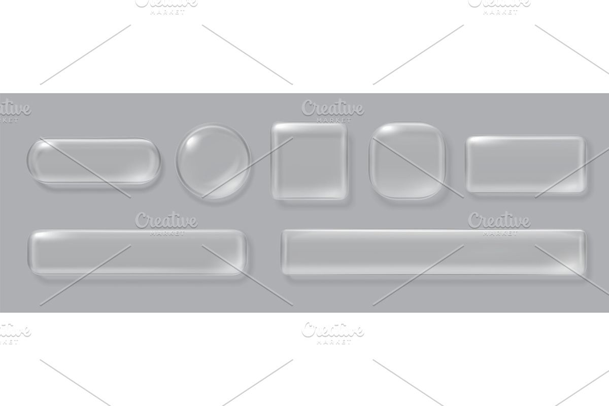 Liquid glass 3d buttons. Realistic, an Object Illustration by Frogella
