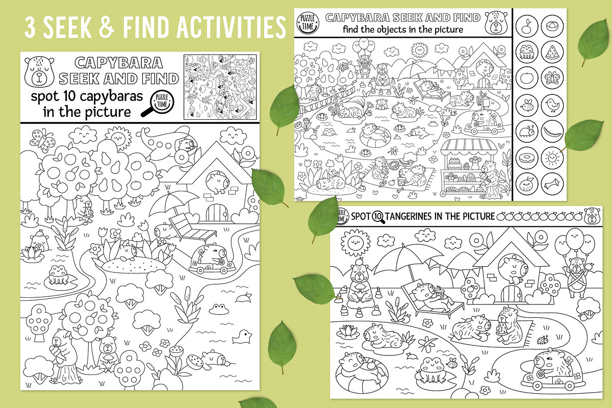 Capybara coloring games for kids, an Education Illustration by Lexi Claus (Photo 7 of 17)