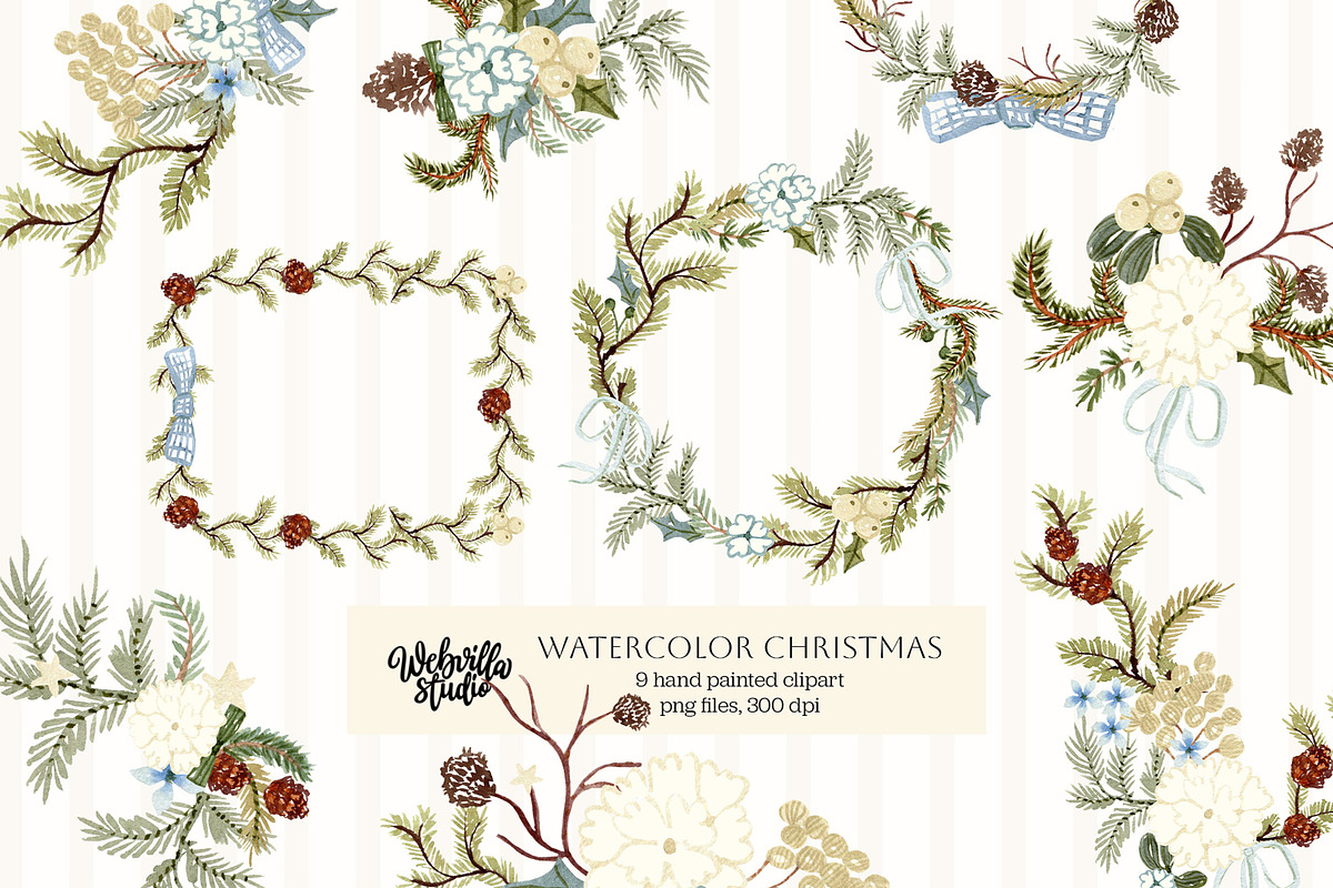Watercolor Christmas Clipart, an Object Graphic by Webvilla Studio (Photo 1 of 3)