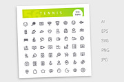 Tennis Line Icons Set, an Outline Icon by Voysla's Shop (Thumbnail 4 of 4)