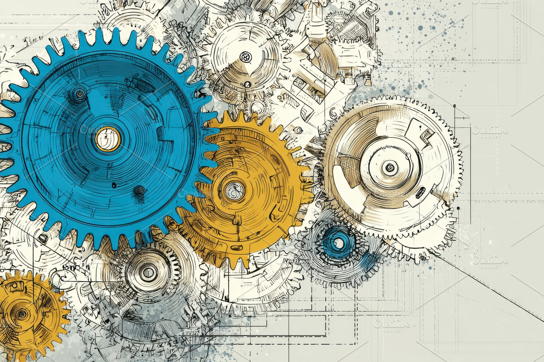 Interlocking Gears Mechanical Design, a Photo by Pixeness Studio