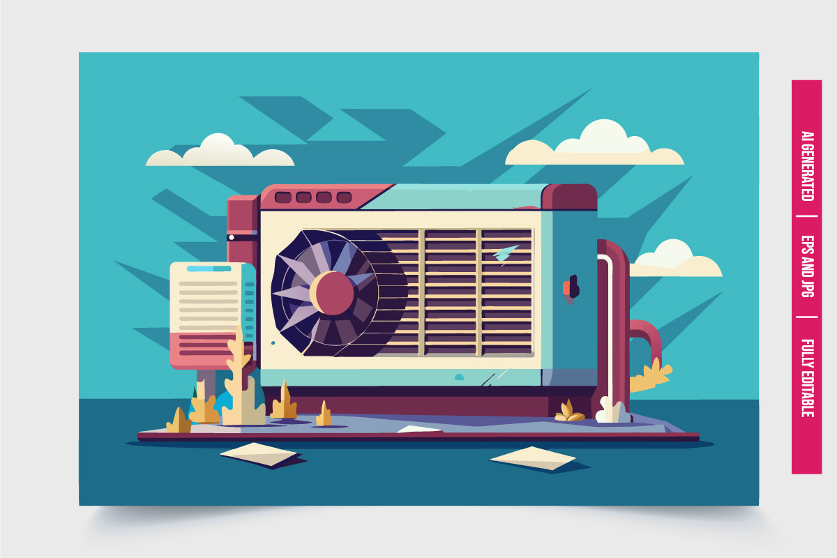 Outdoor Air Conditioner Under Cloudy, an Illustration by Tanuart (Photo 3 of 3)