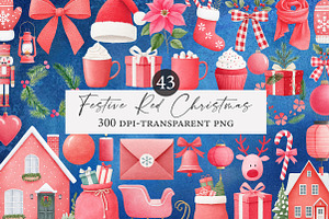Festive Red Christmas Watercolor, an Illustration by Designworld