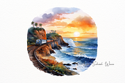 Vintage Train on Coastal Cliffs, a Transportation Illustration by New-School-Wave (Thumbnail 4 of 5)