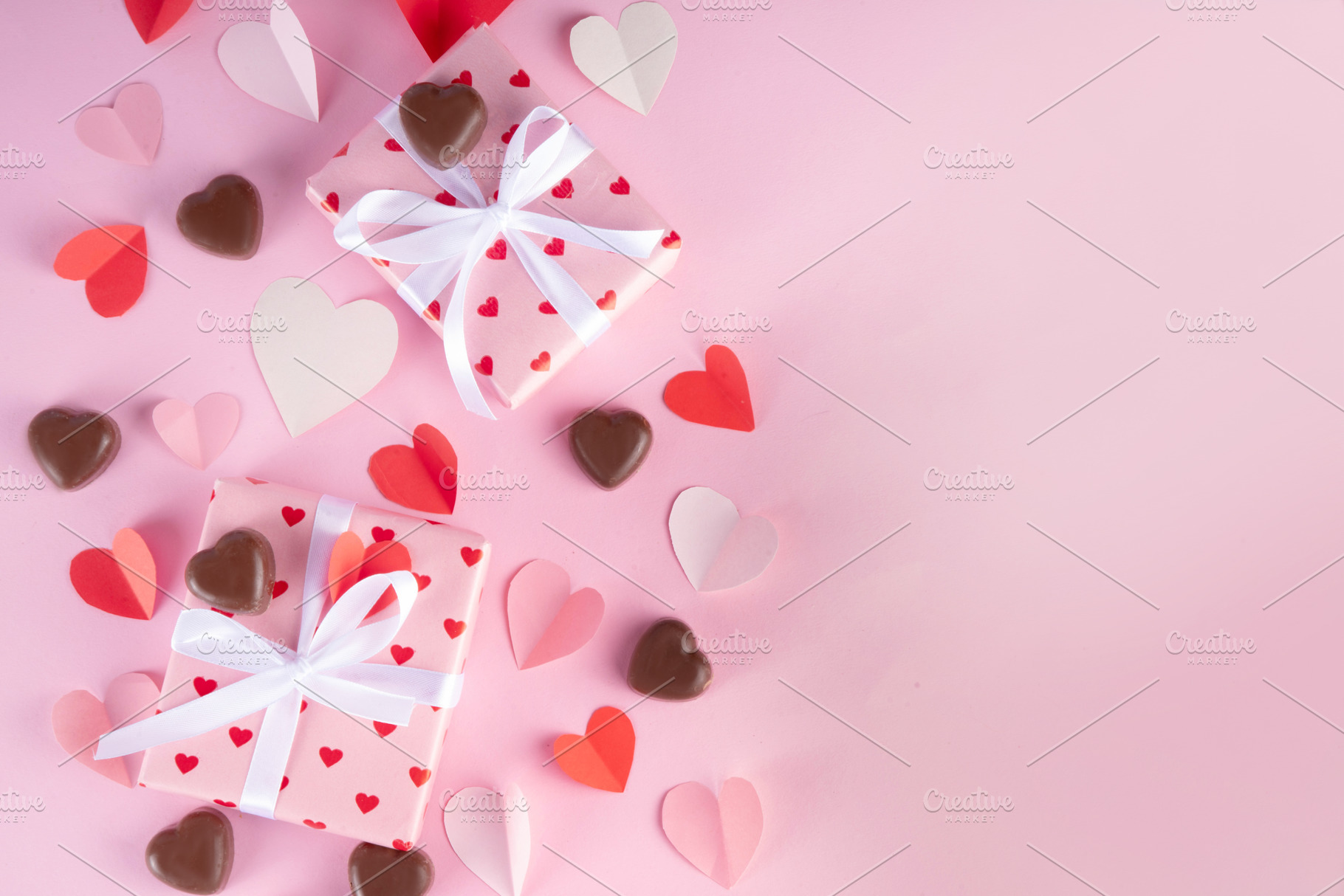 Cute pink background for Valentine Day, a Holiday Photo by Rimma