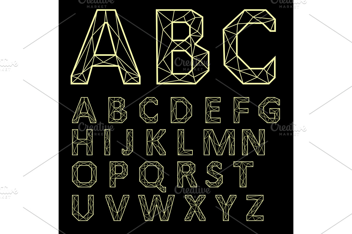 Vector Alphabet Set. Golden letters, an Outline Icon by RODINA (Photo 1 of 3)