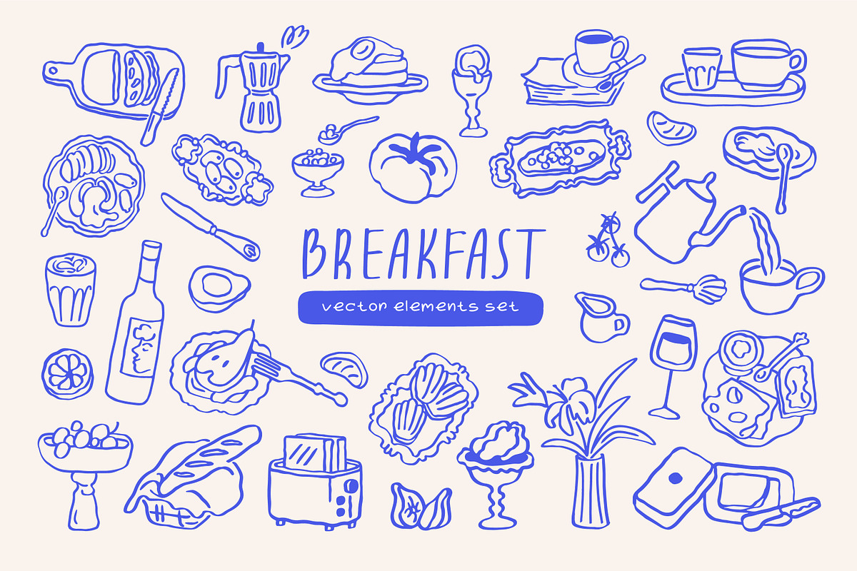 Breakfast food sketches, doodle set, a Food Illustration by Good Studio (Photo 1 of 7)