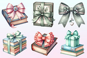 Sage Coquette Bow Book Stack Clipart, a Graphic by CitraGraphics (Thumbnail 3 of 4)