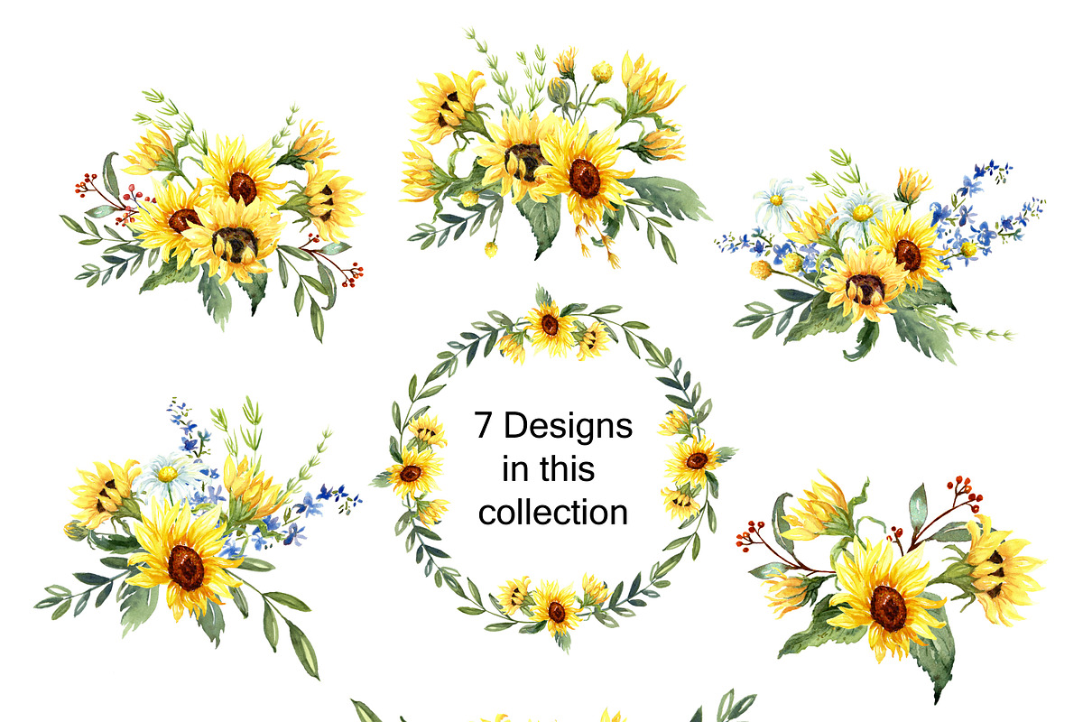 Sunflowers & Wildflowers Clip Art, an Illustration by Graphic Blue Bird (Photo 2 of 8)