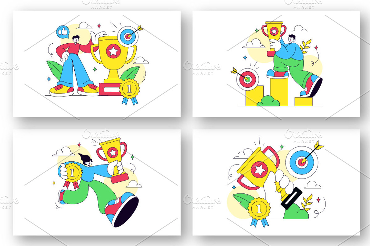 10 Achievement Vector Illustration, a Person Illustration by denayunebgt (Photo 3 of 4)