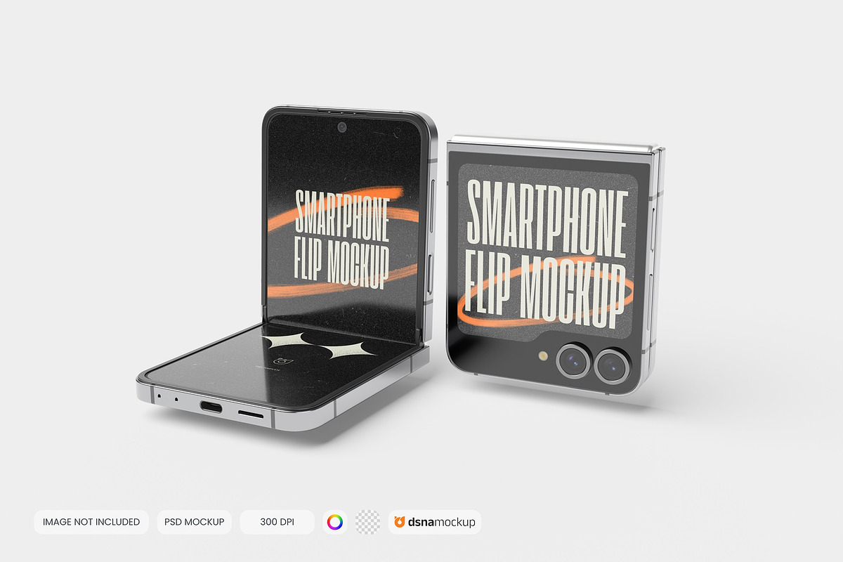 Smartphone Galaxy Z Flip Mockup V1, an Android Mockup by DSNA Mockup (Photo 5 of 6)