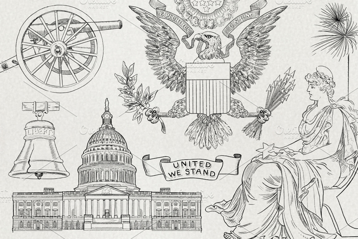 American Symbols Patriotic Sketches, an Illustration by becky nimoy (Photo 4 of 5)
