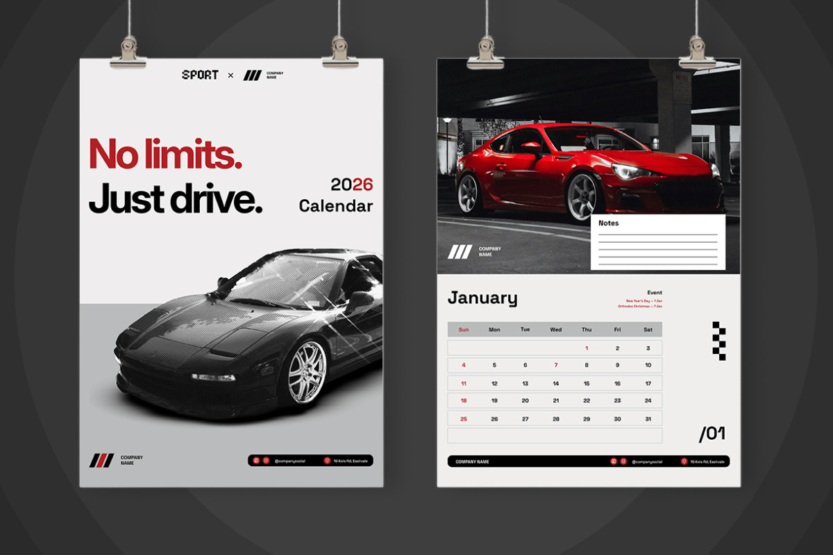 Modern Car Company Wall Calendar preview 3