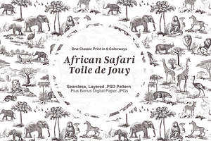 African Safari Toile De Jouy Pattern