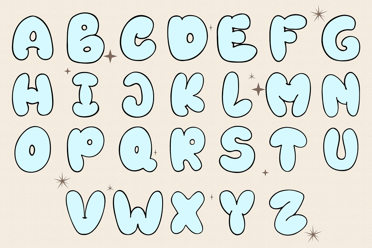 26 hand drawn bubble alphabet