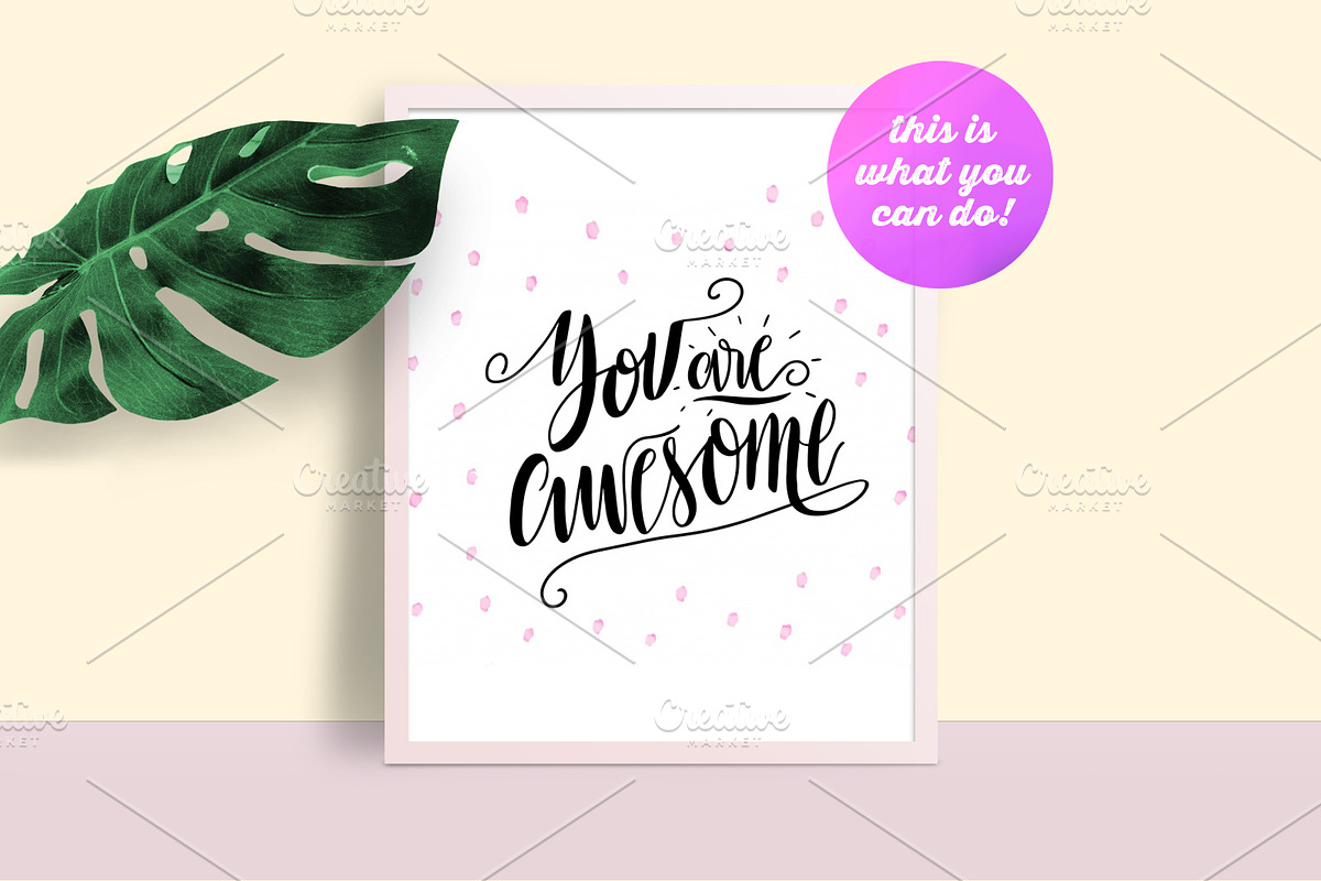 Frame Mockup with Monstera Leaf, a Print Template by Frisk Shop Mockups (Photo 3 of 3)