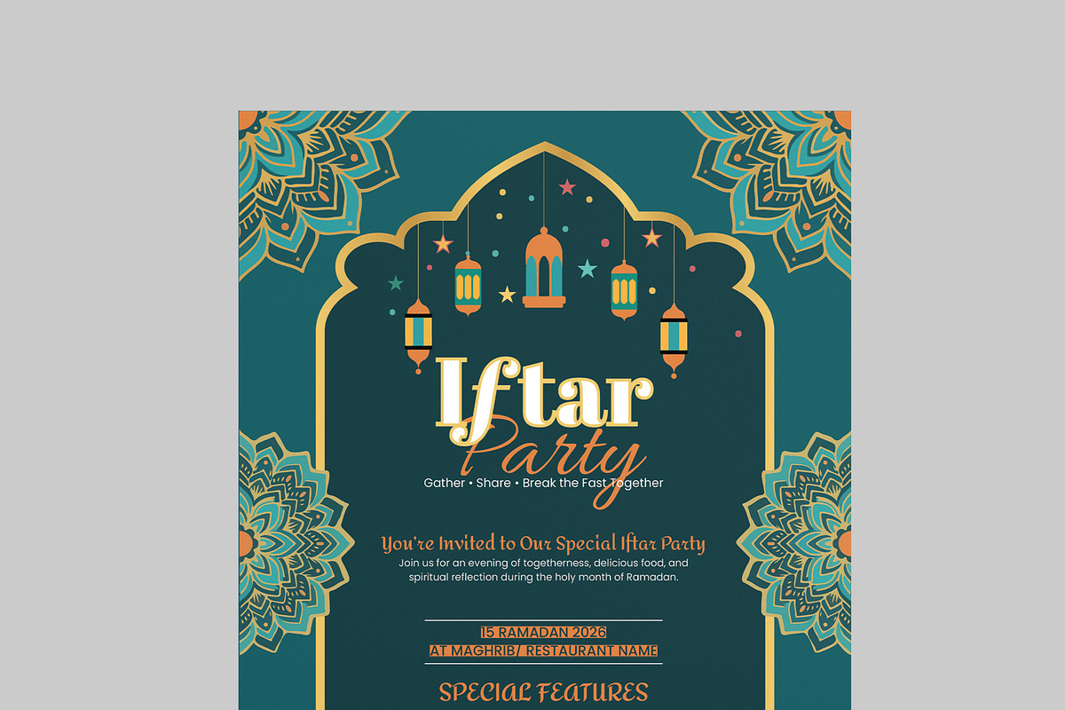 Creative Iftar Party Flyer Template, a Flyer Template by MightyDesign (Photo 4 of 8)