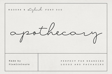 Apothecary Script Font Duo, a Script Font by pixelcolours