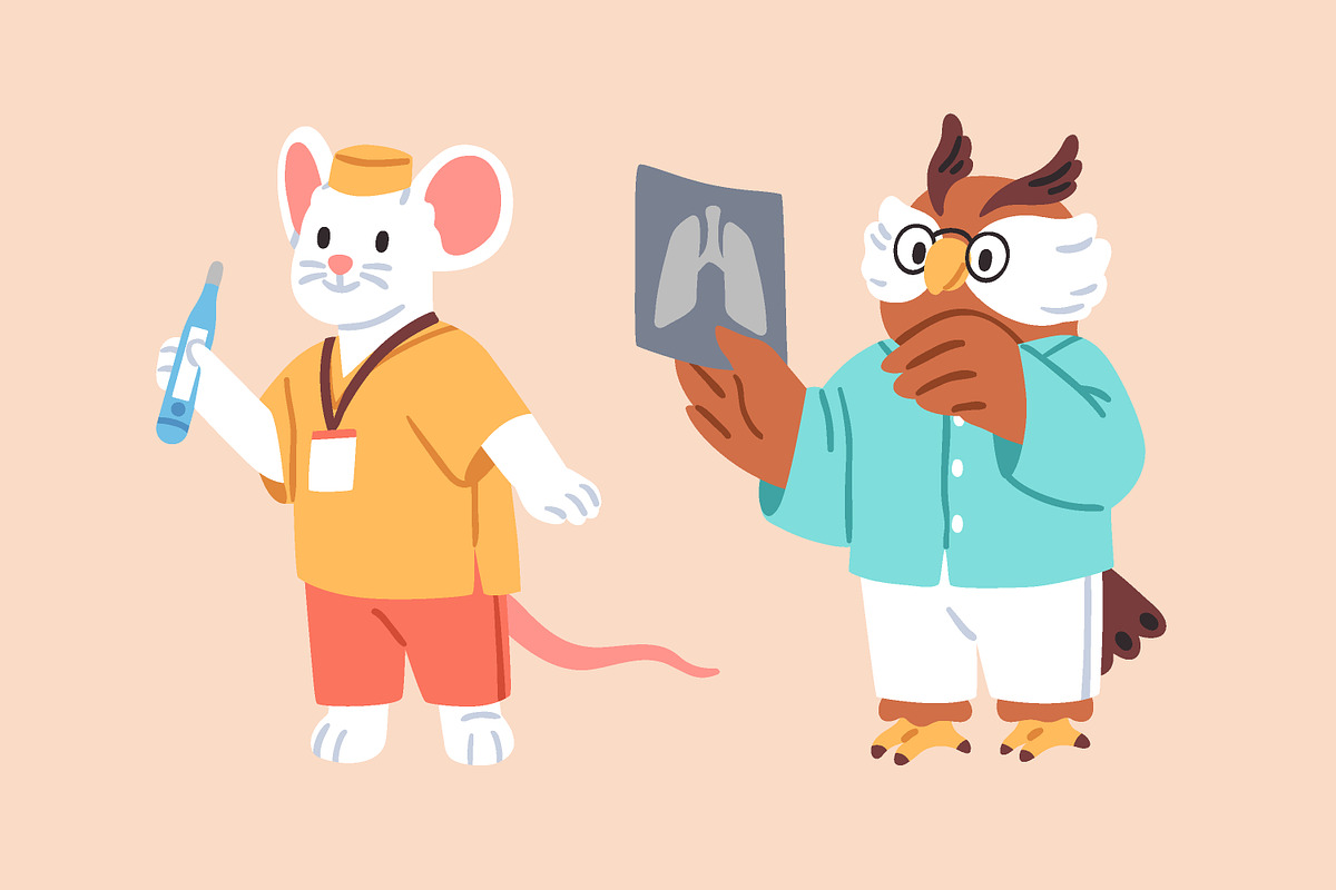 Cute, funny animal doctors set, an Animal Illustration by Good Studio (Photo 6 of 8)