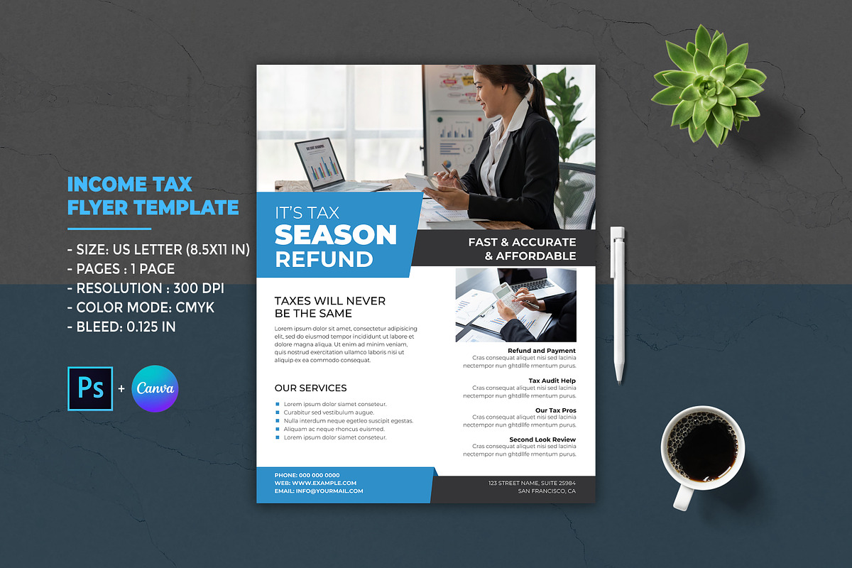 Income Tax Flyer Template, a Flyer Template by Designscozy