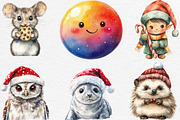 Watercolor Cute Christmas Clipart, an Illustration by Black Bird Studio (Thumbnail 4 of 6)