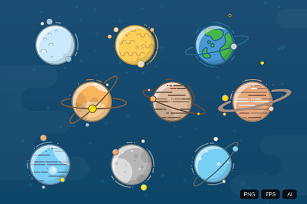 9 Planet Flat Icon
