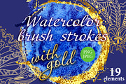 Watercolor brush strokes with gold, a Decorative Illustration by Watercolor fantasy (Thumbnail 1 of 6)