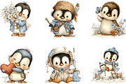 Cute Winter Penguin Clipart Bundle, a Seasonal Illustration by CreationArt (Thumbnail 5 of 5)