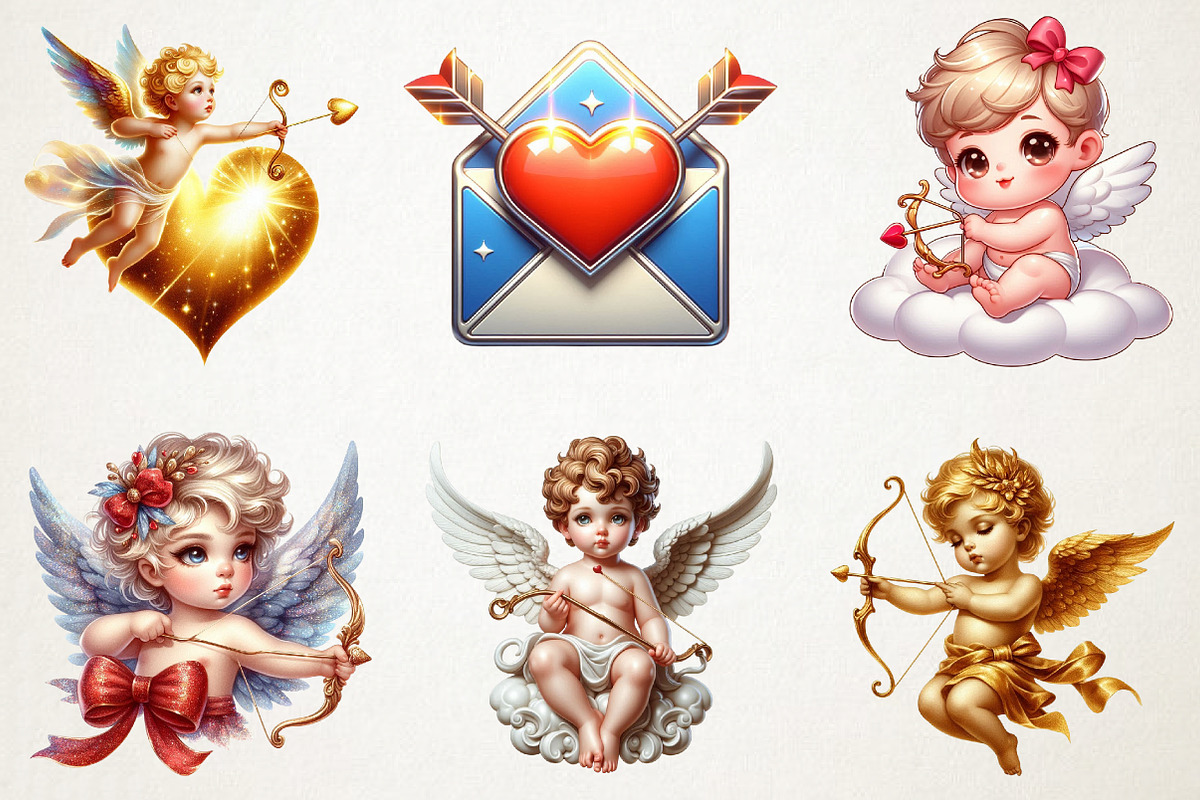 Cupid & Arrow Clipart Valentine PNG, an Illustration by RobertsArt (Photo 6 of 6)
