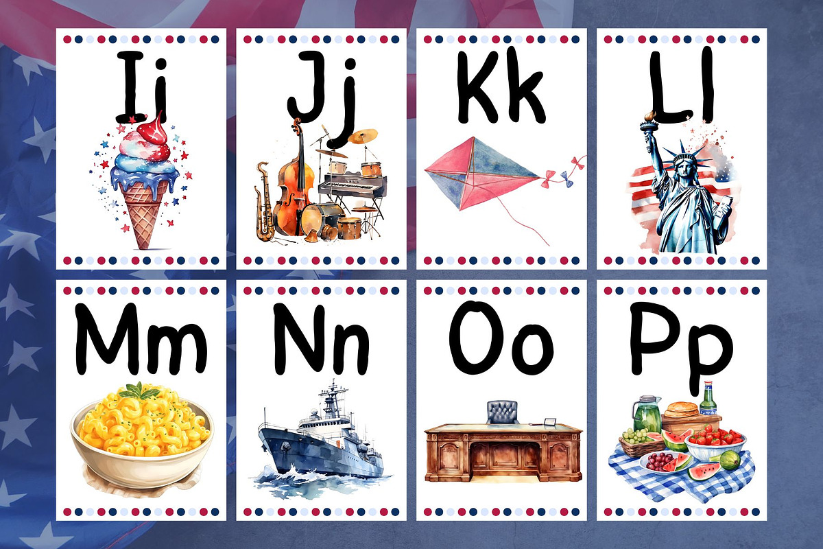 4th of July Alphabet Cards – A-Z, an Education Illustration by Anna Design Studio (Photo 5 of 7)