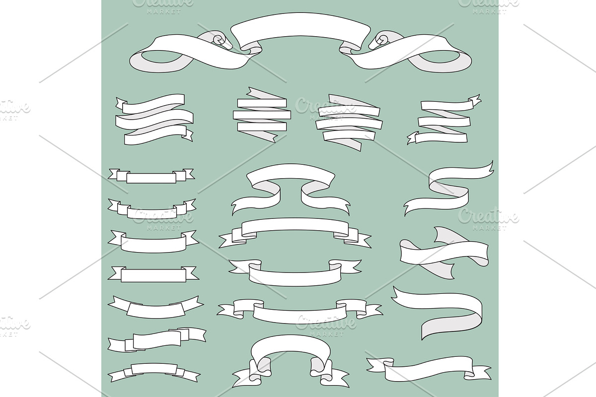 Set of blank ribbon banners, an Illustration by piter.goskov